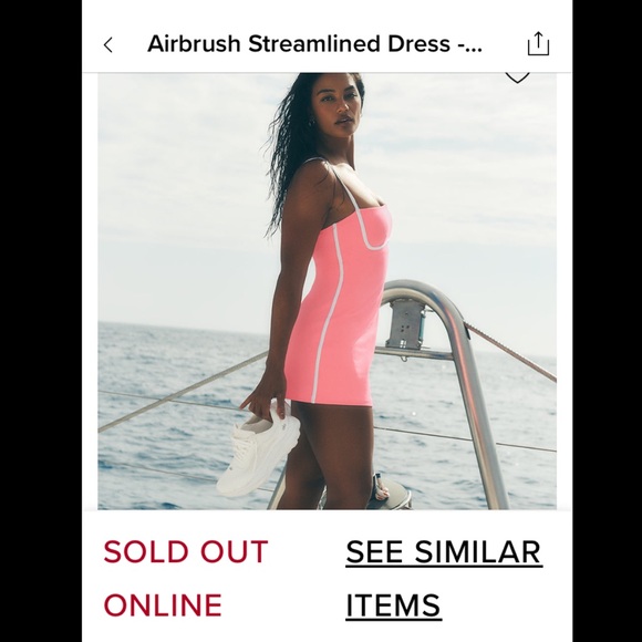 **SOLD** NWT ALO YOGA AUTHENTIC NEON BUBBLEGUM PINK AIRBRUSH STREAMLINED DRESS - Picture 2 of 7